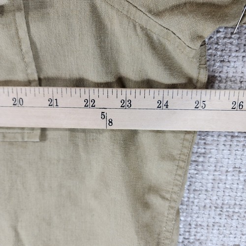 Sean John Linen Blend Button Down Shirt Mens XL Tan Casual Flight Short Sleeve - Picture 5 of 11