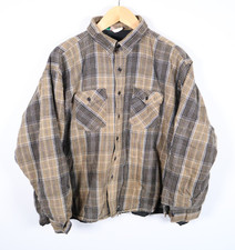 80s Winter Run Quilted Flannel Shirt Jacket Men's 3XL Beige Black Plaid USA Made