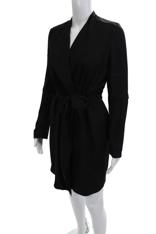 Gabardina Babaton para mujer negra manga larga cuello en V talla XS Foto 2 de 4