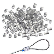 Aluminum Crimping Loop Sleeve Cable Crimp for 3/16" Inch Diameter Double Ferrule
