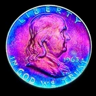 Franklin Half Dollar 1963 Uncirculated 90% Silver Monster Rainbow Toning