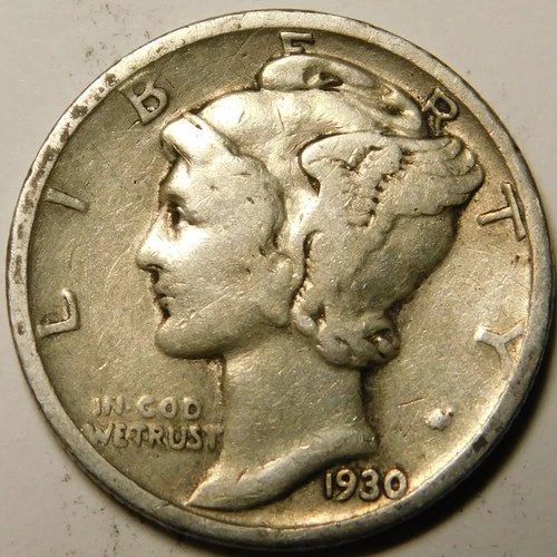 1930 S Mercury Dime VG - F   "Actual Coin Pictured - Not Cleaned"
