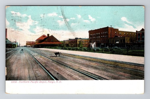 Fargo ND-North Dakota, Northern Pacific Depot, Vintage Postcard