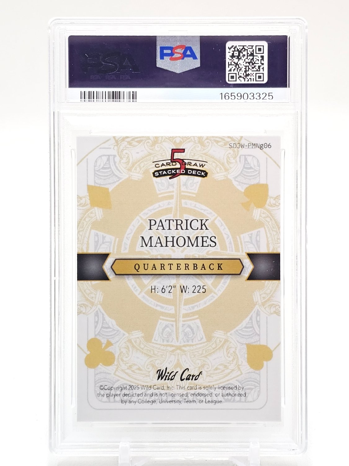 PATRICK MAHOMES 2025 WILD CARD 5 CARD DRAW JOKERS WILD RAINBOW 1/1 PSA 9 Q7174 view 2