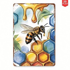 Retro Metal Sign Honey Bee And Hive Aluminum Sign 8x12 Funny Rustic