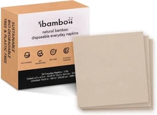 Everyday 100% Bamboo Biodegradable Napkins (50-Pack) 50 Napkins, Light Brown 