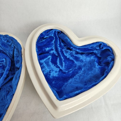 Vtg Heart Shaped Trinket Jewelry Box Yellow Rose Green Vines Soft Blue Lining - Picture 5 of 12