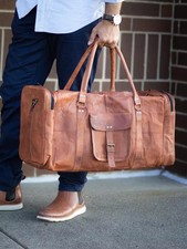 Leather Bag Travel Weekend Gym Luggage Duffel Overnight Vintage Duffle Genuine