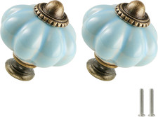 Light Blue Pumpkin Knobs 12 Pack Ceramic Cabinet Knobs Vintage Drawer Pulls - An