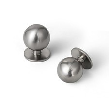 Set of 12 -Sleek Round Brushed Satin Nickel Cabinet Knobs - Modern and Minima...