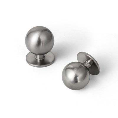 Set of 12 -Sleek Round Brushed Satin Nickel Cabinet Knobs - Modern and Minima...