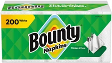 Bounty Paper Napkins, White, 1 Pack, 200 Sheets per Pack