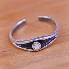 Size 3.25, Vintage Sterling silver handmade ring, 925 open band with cz