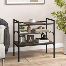 NNECW 3-Tier Industrial Entryway Table with Removable Panel & Mesh Shelf