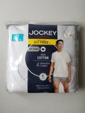 Jockey Men's Crew Neck T-Shirt 4 Pack White NEW Size Medium
