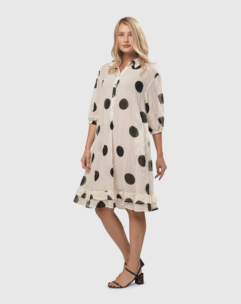 Alembika MOON DOT CRINKLE CHIFFON Babydoll Dress Cream Black Size L NWT $279 | eBay Alembika MOON DOT CRINKLE CHIFFON Babydoll Dress Cream Black Size L NWT $279 | eBay