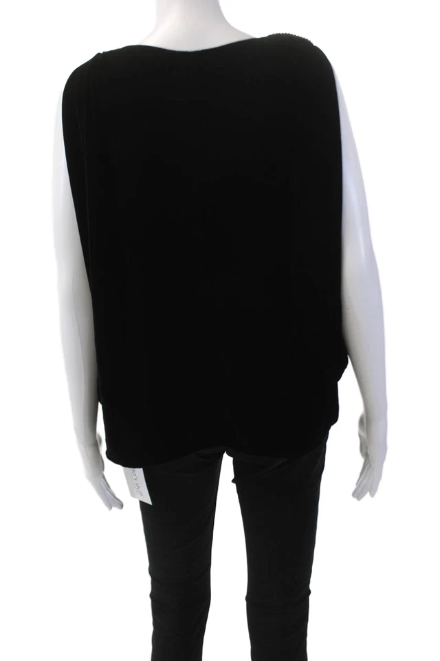 Blusa de terciopelo con cuello en V negra talla pequeña Velvet by Graham & Spencer para mujer Foto 3 de 4
