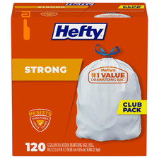 Hefty Strong White 13 Gallon Trash Bags with 120 Count Pack of 1 ,