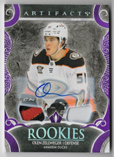 2024-25 Artifacts Purple Rookie Dual Patch Autograph #180 Olen Zellweger 10/10