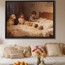 Oil Painting Dog Labrador Framed Canvas Print Living Room Decor Kids Room Art