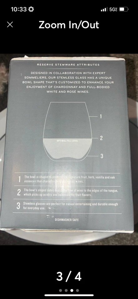 Williams Sonoma Stemless White Wine Glasses | Set of 2 | Excellent Condition - Image 3 of 4
