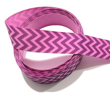3 yards 7/8" Purple Chevrons on Pink Grosgrain Ribbon 100 polyester
