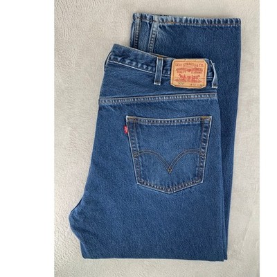 Levis 505 Jeans Mens 42x30 Blue Straight Leg Medium Wash Denim Pants