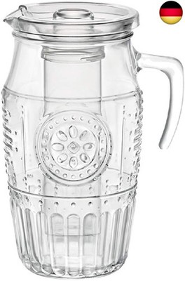 Romantic Krug (Karaffe mit Eisbehälter und Plastikdeckel, 1.8 Liter, Glas, trans