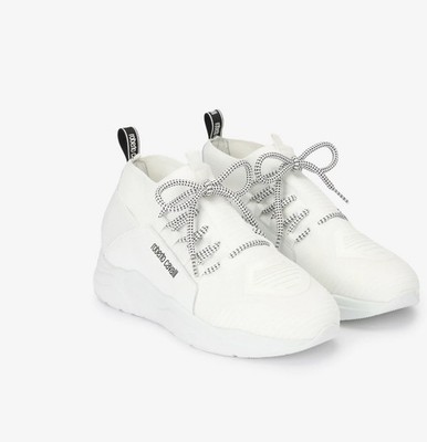 Roberto Cavalli Men Slip-on Sneakers  Laces  US 12 EU 46 white  Brand new Italy 