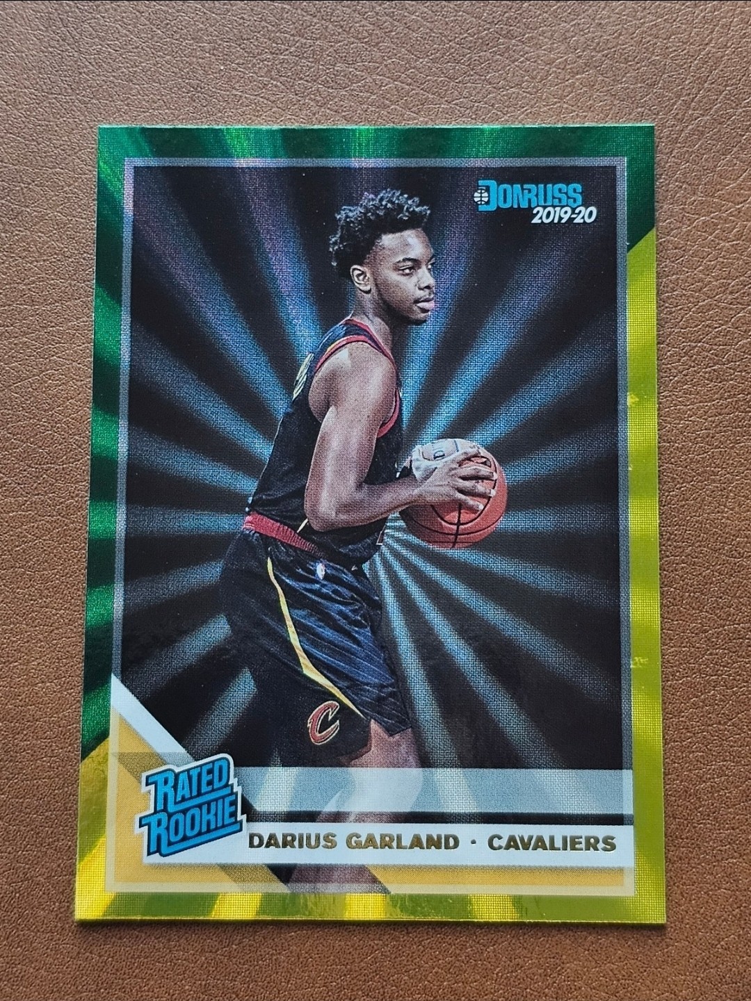 Darius Garland 2019-20 Donruss Rated Rookie Holo Green Yellow Laser RC No. 250