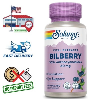 Bilberry Extract 60mg, 36% Anthocyanosides, 60 Cápsulas, Suministro para 2 Meses