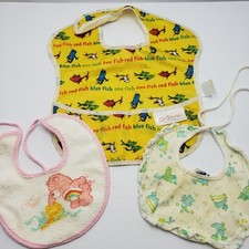 Vintage Baby Bibs Care Bears Dr Suess USA Made Lot of 3