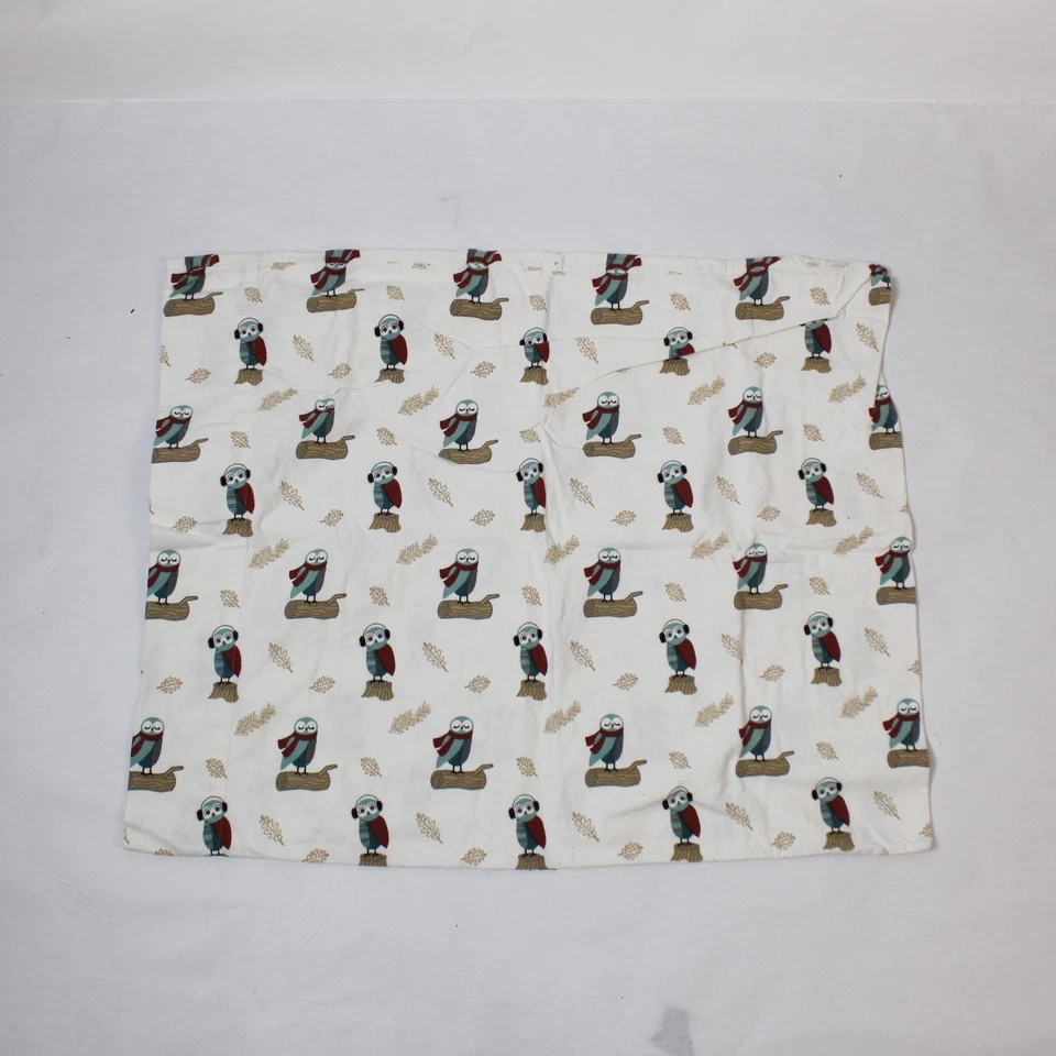 Lot of 2 JCPenney Winter Owl Pattern Twin XL Cotton Flat Sheet and Pillowcase - Image 3 of 4