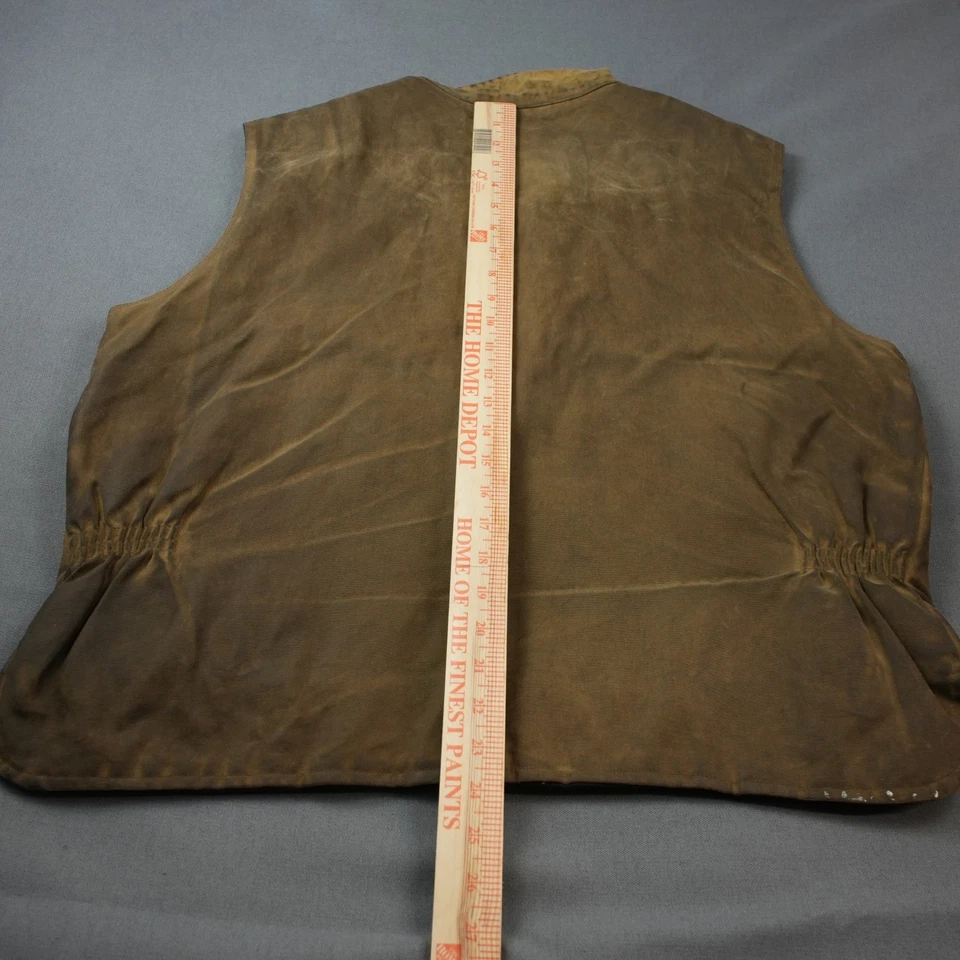 Outback Trading Co. Oulskin Canvas Vest Leather Collar Mens Bush Outfitters - Image 4 of 4