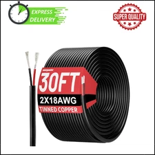 18 Gauge 2 Conductor Electrical Wire, 30FT 18AWG Stranded PVC Cord Tinned Copper