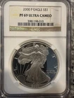 🔥🔥2000 P Proof American Silver Eagle NGC PF69 Ultra Cameo Luster Encapsulated