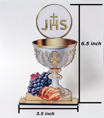 6pc JHS Cup Wood Party Favor Stand Baptism 1st Holy Communion Confirmation - Picture 2 of 2