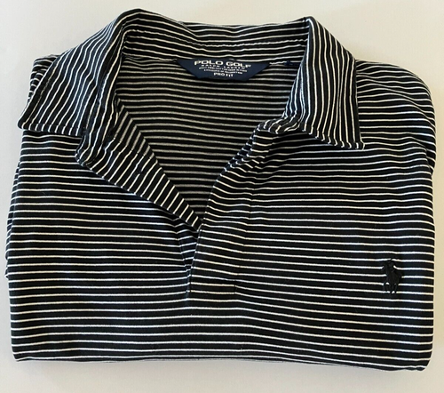 Ralph Lauren Polo Golf Size Large Black & White Striped Shirt Pro Fit Preppy - 第 1/12 張圖片
