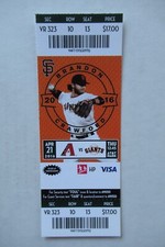 SAN FRANCISCO GIANTS VS DIAMONDBACKS 4/21/2016 FULL TICKET ~ BRANDON CRAWFORD