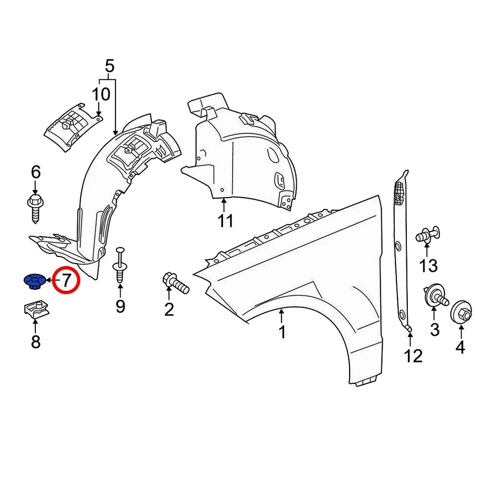 50 peças forro de arco de roda para-lama e clipes de porca de proteção contra respingos para Mercedes-Benz - Imagem 4 de 4