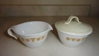 Vintage Corelle Butterfly Gold Sugar Bowl With Lid  & Creamer Corning EUC
