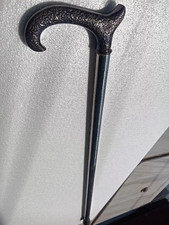 Stainless Steel Tactical Antique Engraved Derby Head Handle Walking Stick Cane