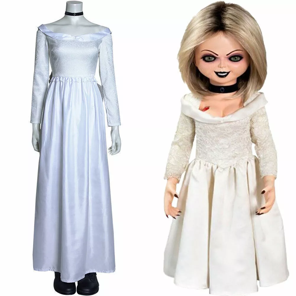 Bride of Chucky Tiffany Cosplay Costumes Long Dress Halloween Suit Outfit  Party