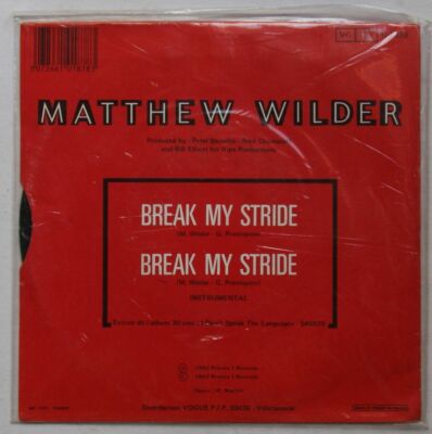 Matthew Wilder Break My Stride, French Single 1983 Different Cover