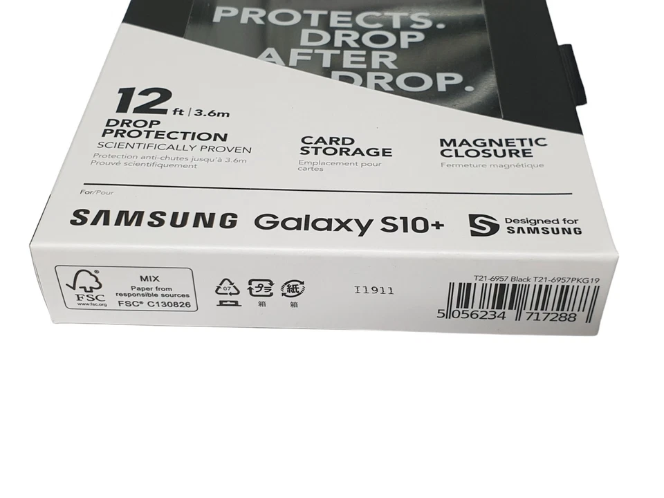 Tech21 Evo Wallet for Samsung Galaxy S10 Plus S10+ Case Cover Magnetic - Black - Image 4 of 4