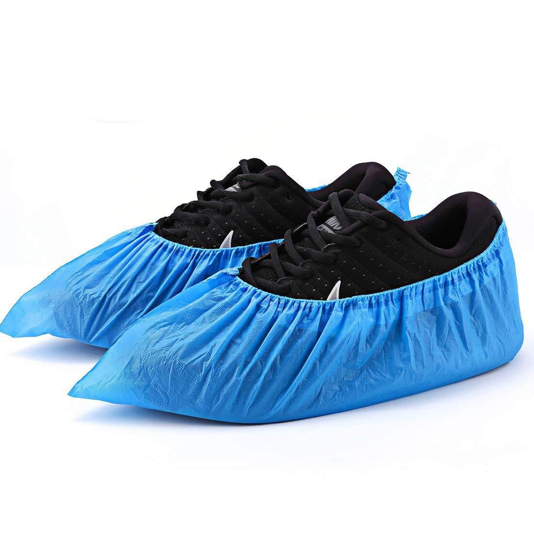 100 X DISPOSABLE SHOE PROTECTOR COVERS, WATERPROOF,REUSABLE,OVERSHOES BLUE COVER | UK - View #7