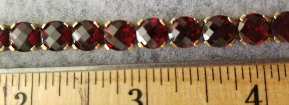 Pulsera de oro de 18 quilates sobre plata de ley 925 granate natural 8 pulgadas-22 gr Foto 2 de 4