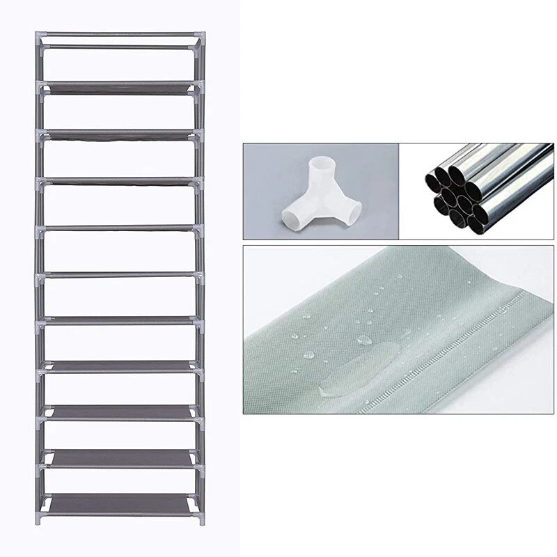 27 Pairs 10 Tier Shoes Cabinet Dustproof Storage Organiser Shoe Rack Stand Holds - Image 4 of 4