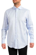 Hugo Boss Men's "Jason" Blue Slim Fit Geometric Print Long Sleeve Dress Shirt