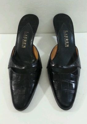 Lauren Ralph Lauren Black Slip On Mules - Size 7B | eBay